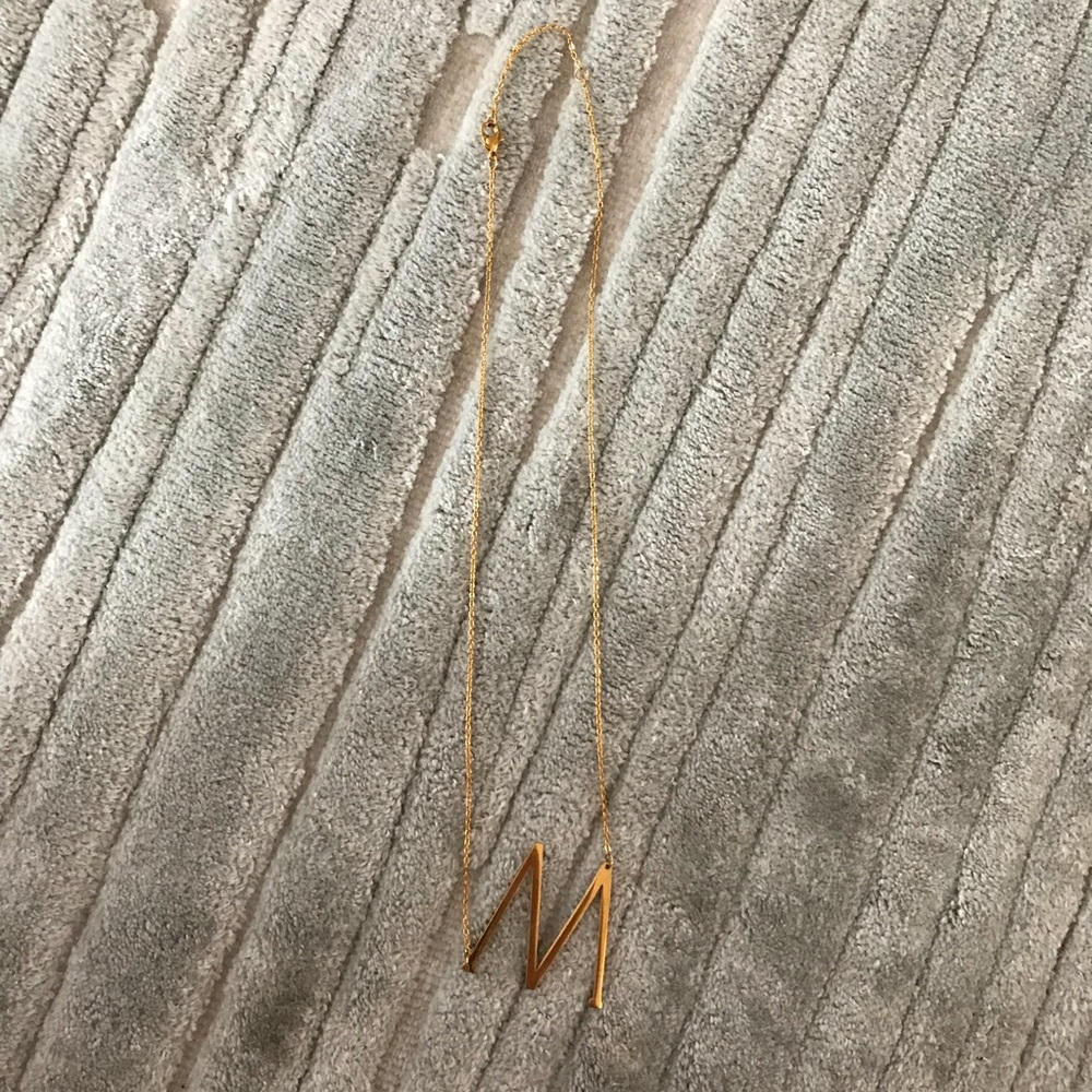“M” Initial Gold Necklace - Picture 3 of 4